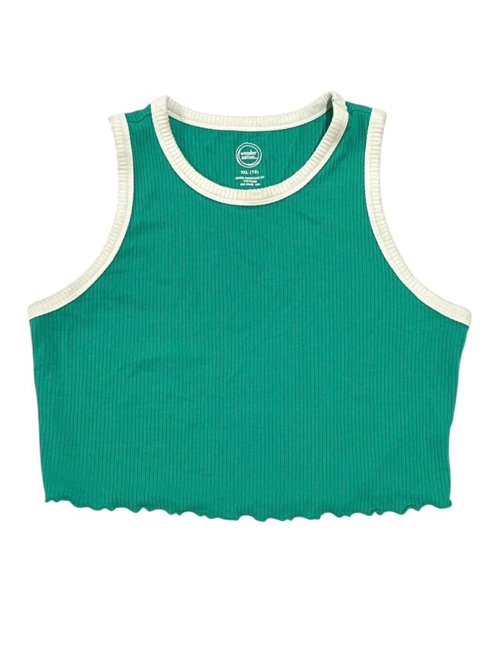 wonder nation Green Ribbed Cropped Tank Top